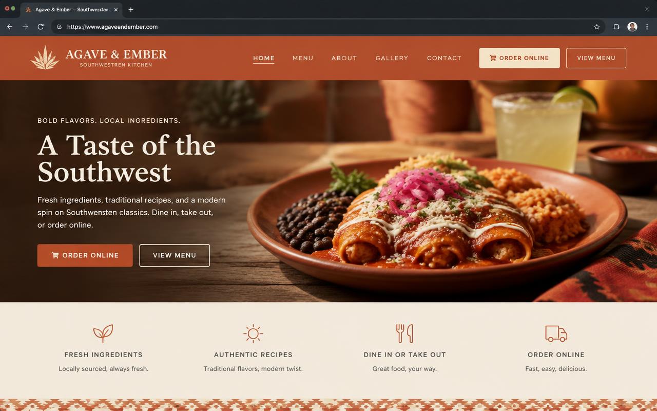 Agave & Ember sample website design