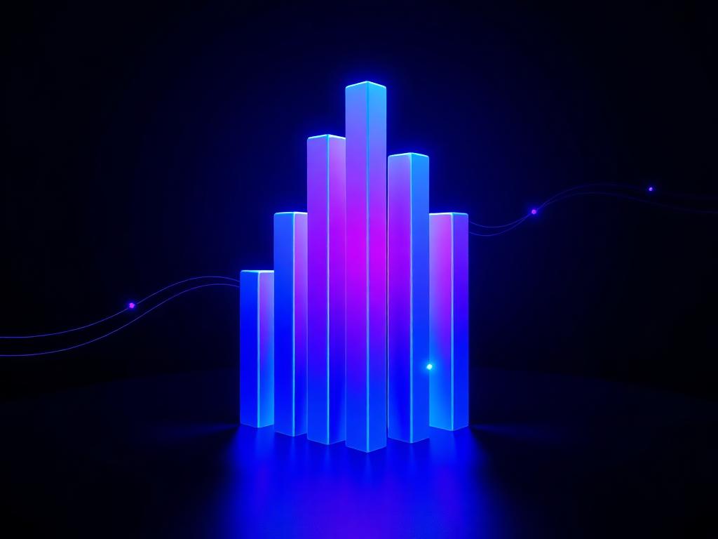 Glowing 3D bar chart representing Meta account management reporting